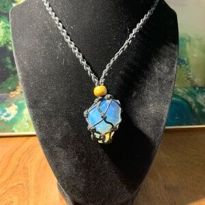 Moonstone in netted sack necklace